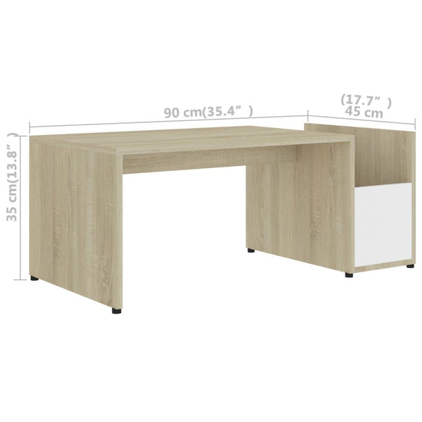 Couchtisch Weiß Sonoma-Eiche 90x45 cm