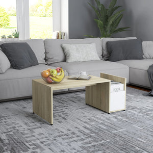 Couchtisch Weiß Sonoma-Eiche 90x45 cm