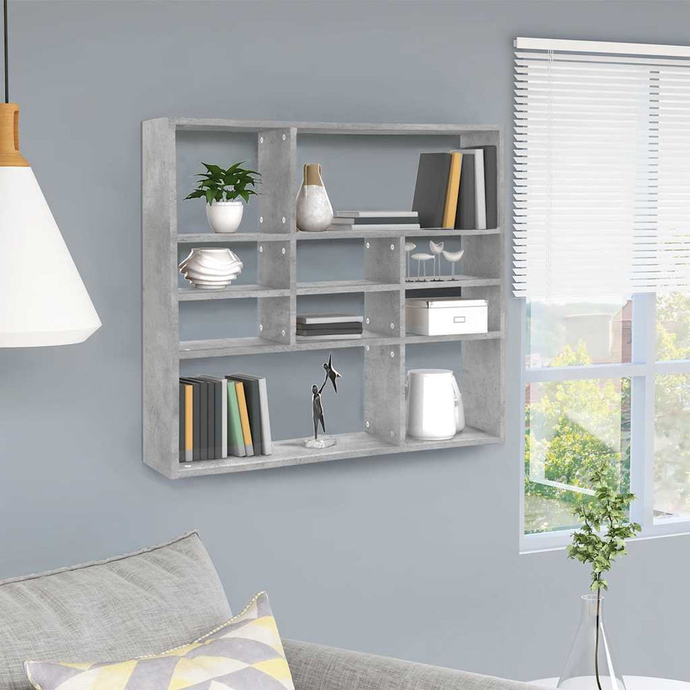 vidaXL Étagère murale gris béton 90x16x78 cm en bois d'ingénierie