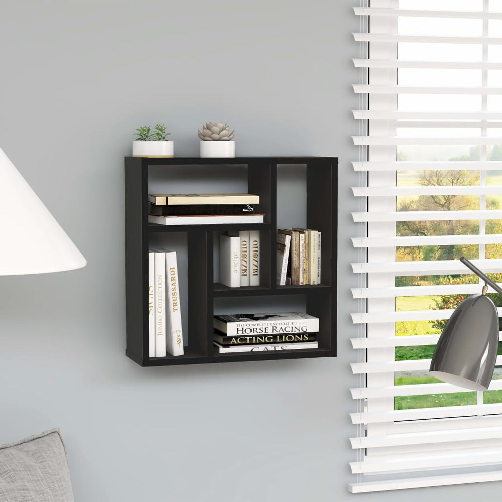 vidaXL Étagère murale noire 45,1x16x45,1 cm en bois d'ingénierie