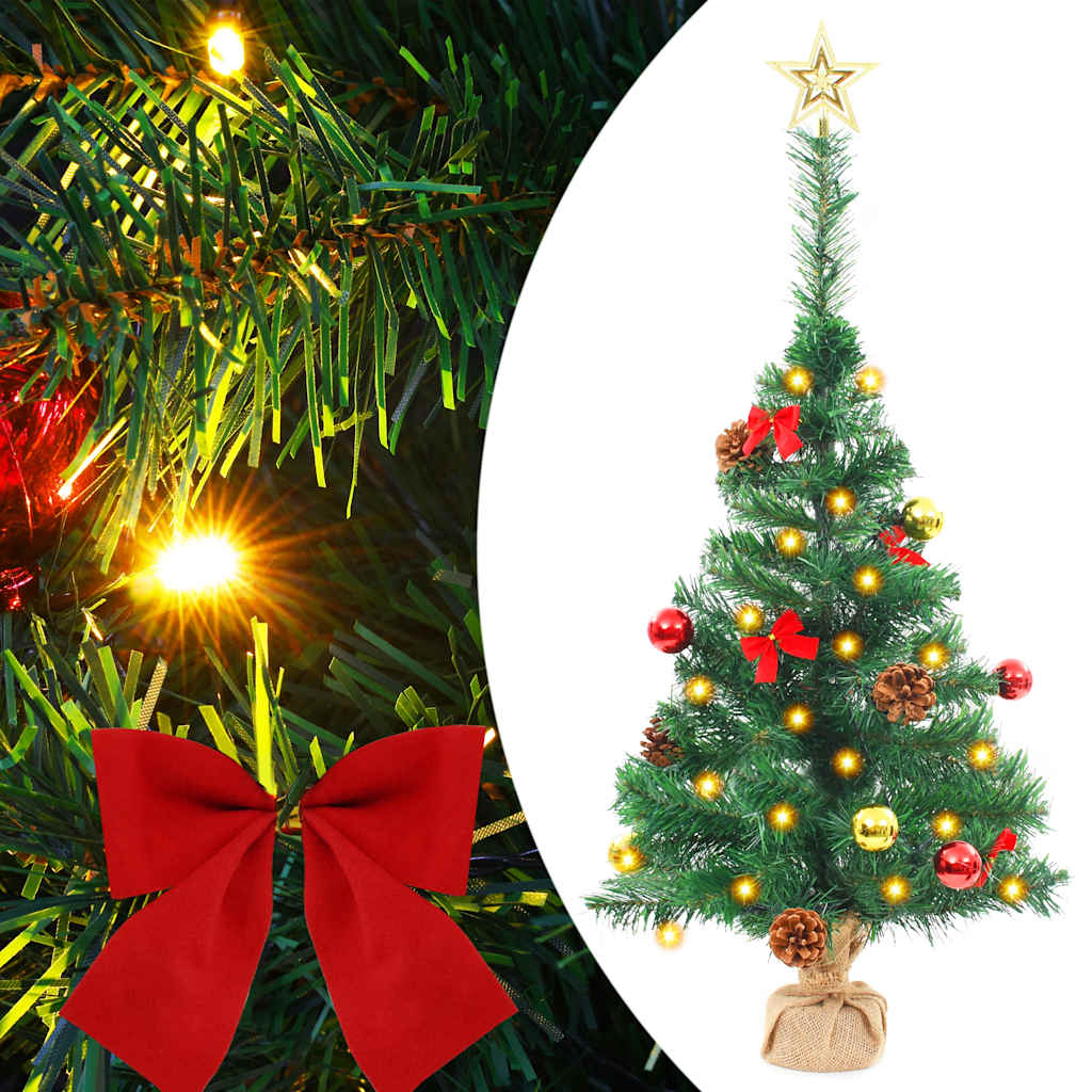 Künstlicher Weihnachtsbaum mit LED & Kugeln, 64cm