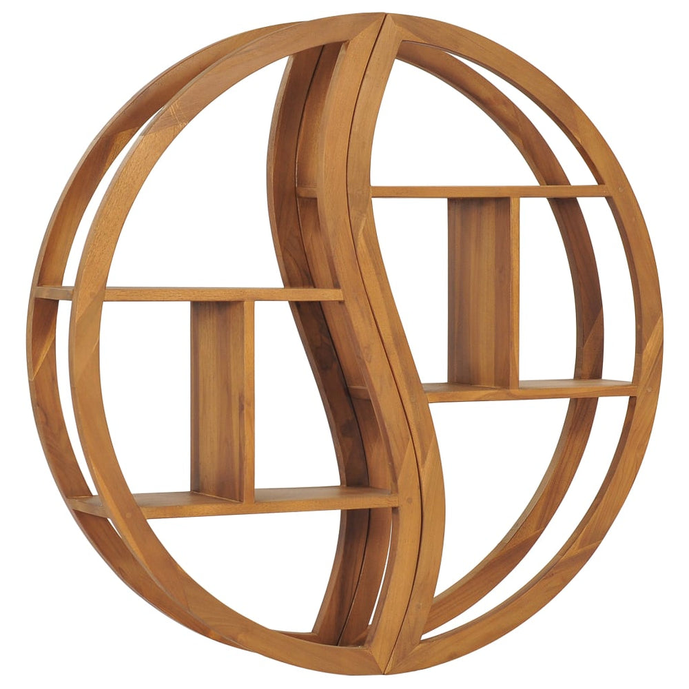 Massivholz Wandregal Yin Yang Teak