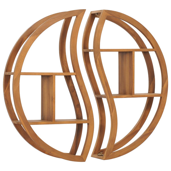 Massivholz Wandregal Yin Yang Teak
