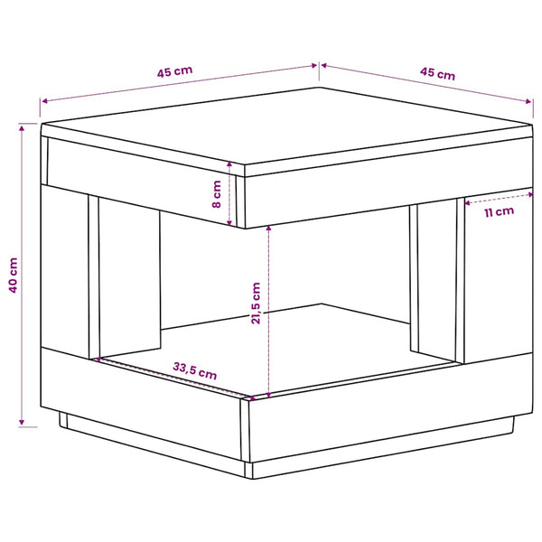 Akazie Couchtisch Massivholz 45x45 cm