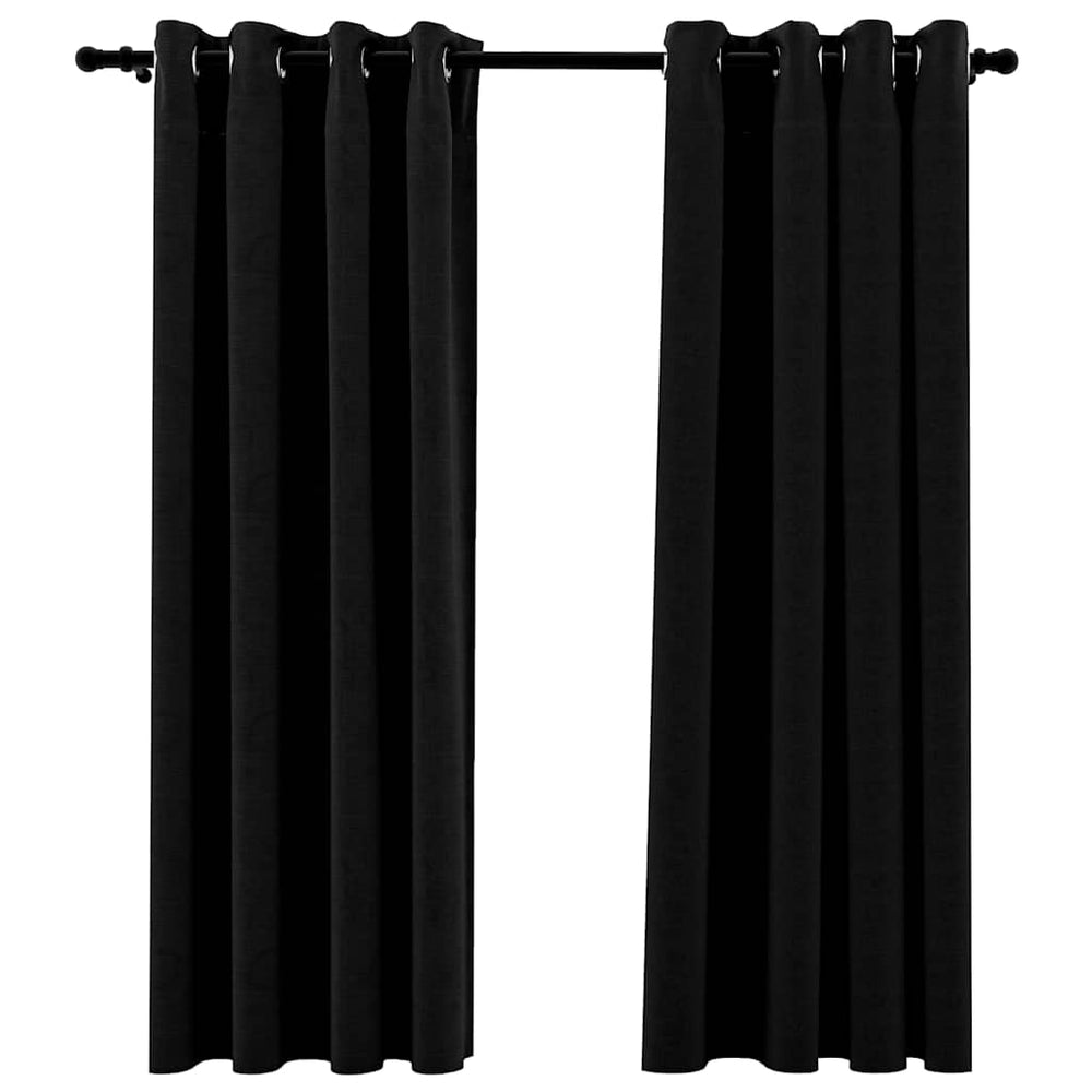 Verdunkelungsvorhänge Schwarz Leinenoptik 140x175cm, 2er-Set