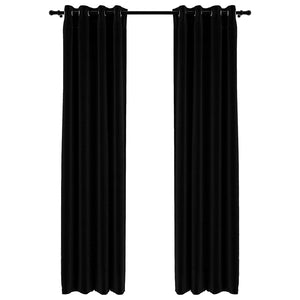 vidaXL Rideaux occultants à œillets aspect lin 2 pcs Noir 140x225cm