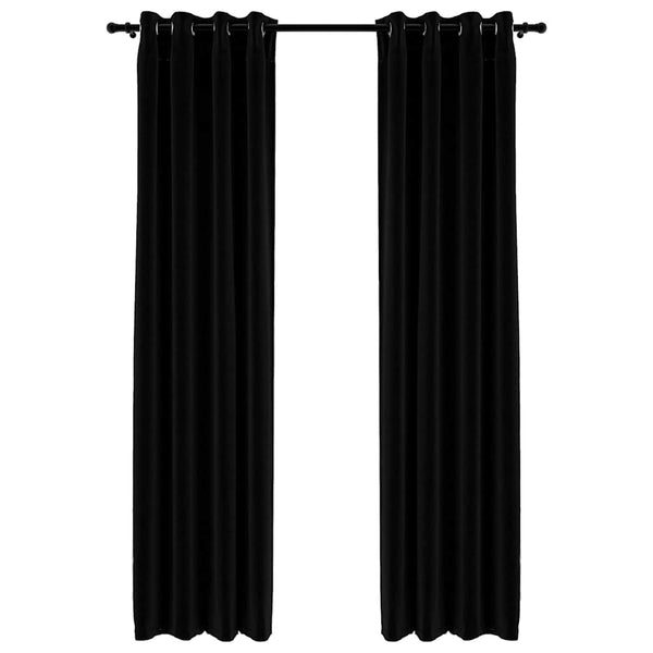 vidaXL Rideaux occultants à œillets aspect lin 2 pcs Noir 140x225cm