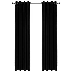 vidaXL Rideaux occultants à œillets aspect lin 2 pcs Noir 140x245 cm