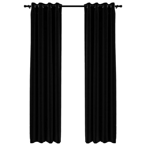 vidaXL Rideaux occultants à œillets aspect lin 2 pcs Noir 140x245 cm