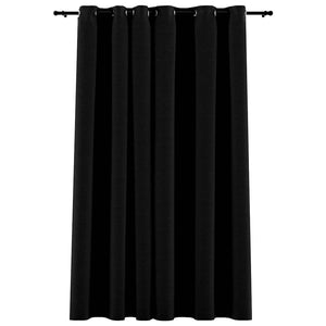 vidaXL Rideau occultant à œillets aspect lin Noir 290x245 cm