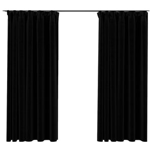 vidaXL Rideaux occultants à crochets aspect lin 2 pcs. Noir 140x175cm