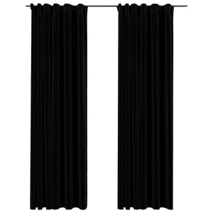 vidaXL Rideaux occultants à crochets, aspect lin, 2 pcs, noir 140x245 cm