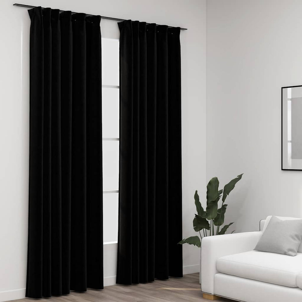 Verdunkelungsvorhänge Schwarz Leinenoptik 140x245cm 2er-Set