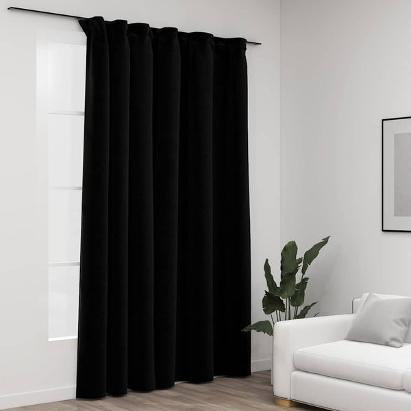 vidaXL Rideaux occultants avec crochets aspect lin Noir 290x245cm