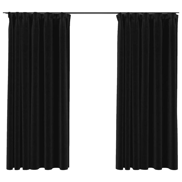 vidaXL Rideaux occultants avec crochets aspect lin 2 pcs 140x175 cm