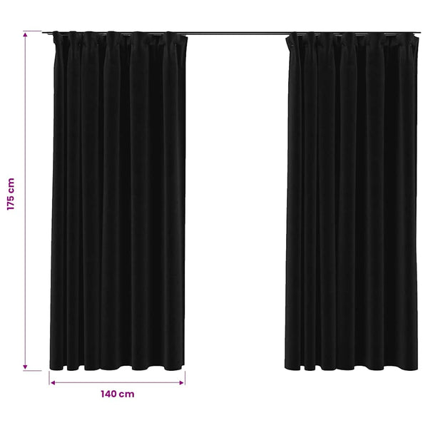 vidaXL Rideaux occultants avec crochets aspect lin 2 pcs 140x175 cm