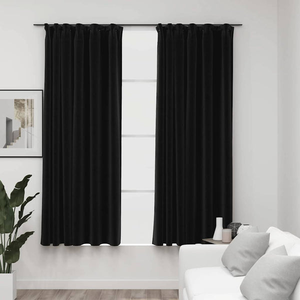 vidaXL Rideaux occultants avec crochets aspect lin 2 pcs 140x175 cm