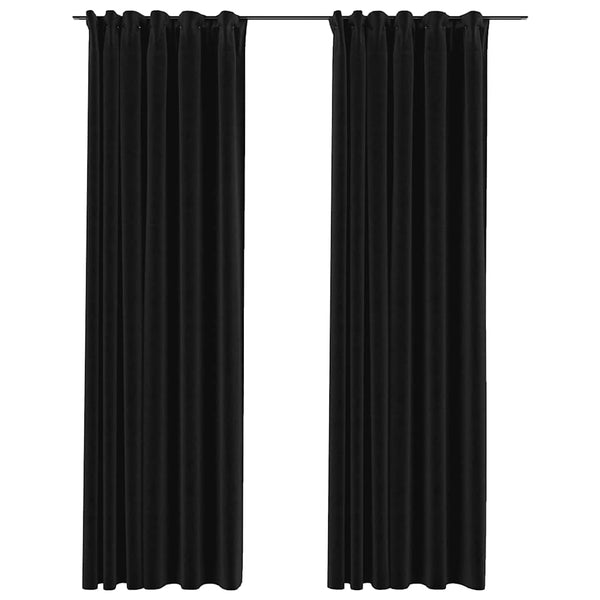 vidaXL Rideaux occultants avec crochets aspect lin 2 pcs 140x225 cm