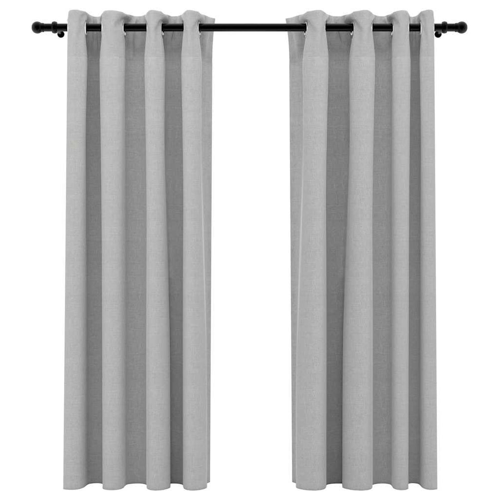 Verdunkelungsvorhänge Grau Leinenoptik 140x175 cm, 2er-Set
