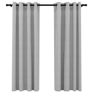 vidaXL Rideaux occultants à œillets aspect lin 2 pcs Gris 140x175 cm