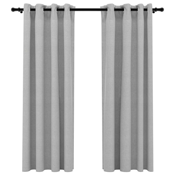 vidaXL Rideaux occultants à œillets aspect lin 2 pcs Gris 140x175 cm