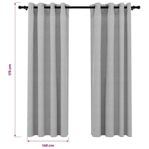 vidaXL Rideaux occultants à œillets aspect lin 2 pcs Gris 140x175 cm