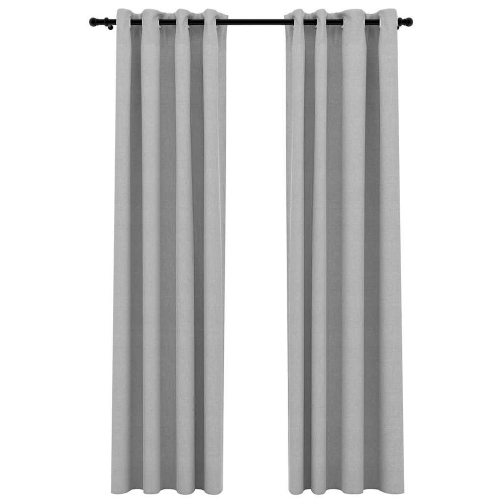Verdunkelungsvorhänge Grau Leinenoptik 140x225 cm, 2er-Set