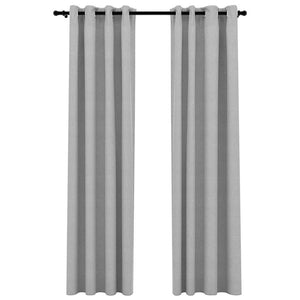 vidaXL Rideaux occultants à œillets aspect lin 2 pcs Gris 140x225 cm
