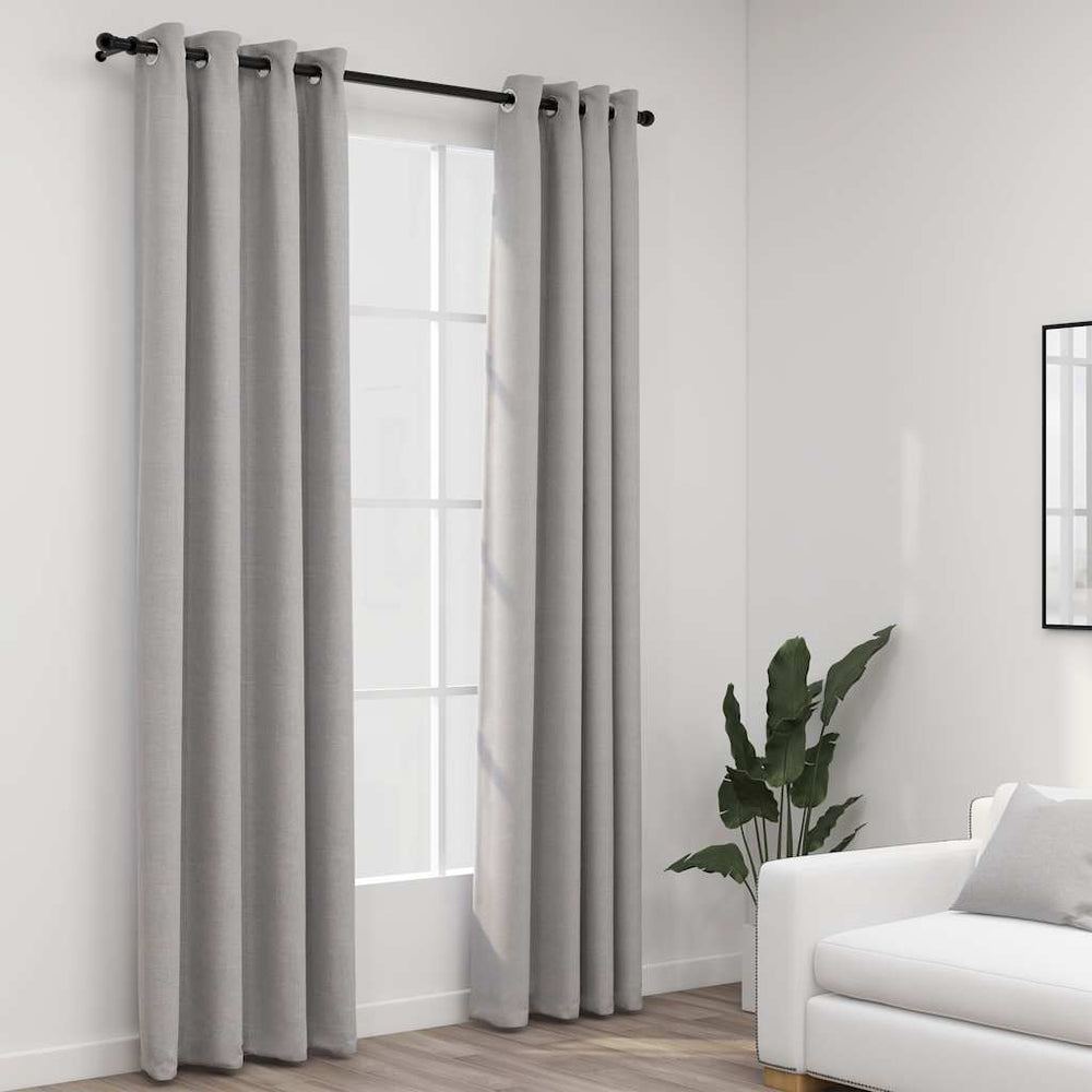 Verdunkelungsvorhänge Grau Leinenoptik 140x225 cm, 2er-Set