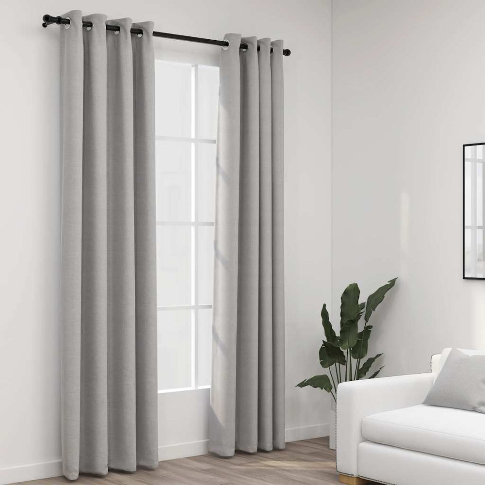 Verdunkelungsvorhänge Grau Leinenoptik 140x245 cm, 2er-Set