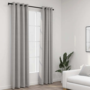 vidaXL Rideaux occultants à œillets aspect lin 2 pcs Gris 140x245 cm
