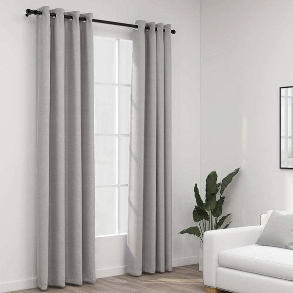 vidaXL Rideaux occultants à œillets aspect lin 2 pcs Gris 140x245 cm