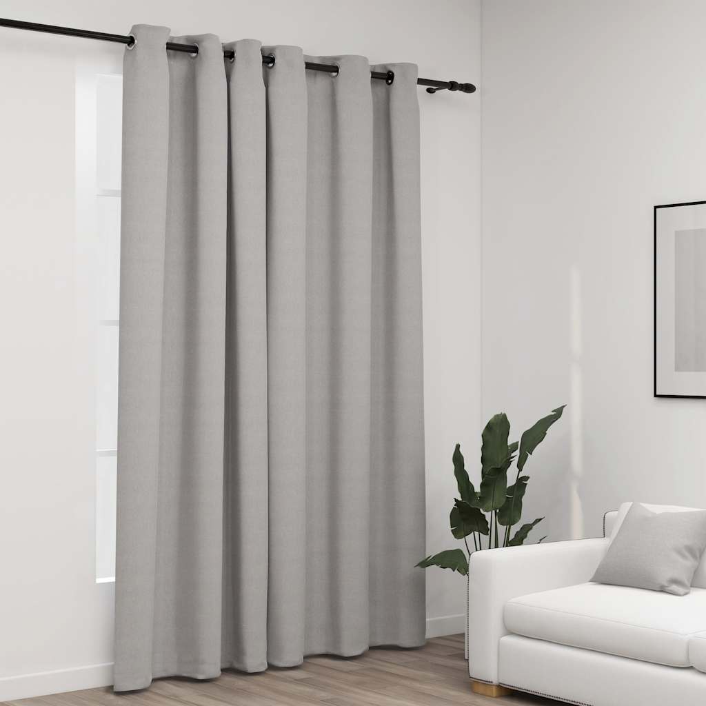 Verdunkelungsvorhang Grau Leinenoptik 290x245 cm