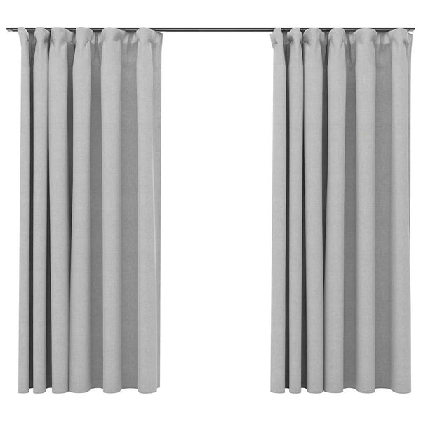 Verdunkelungsvorhänge Grau Leinenoptik 140x175 cm, 2er-Set