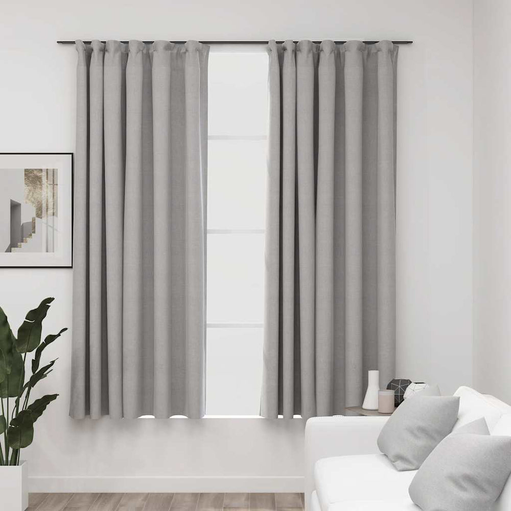 Verdunkelungsvorhänge Grau Leinenoptik 140x175 cm, 2er-Set