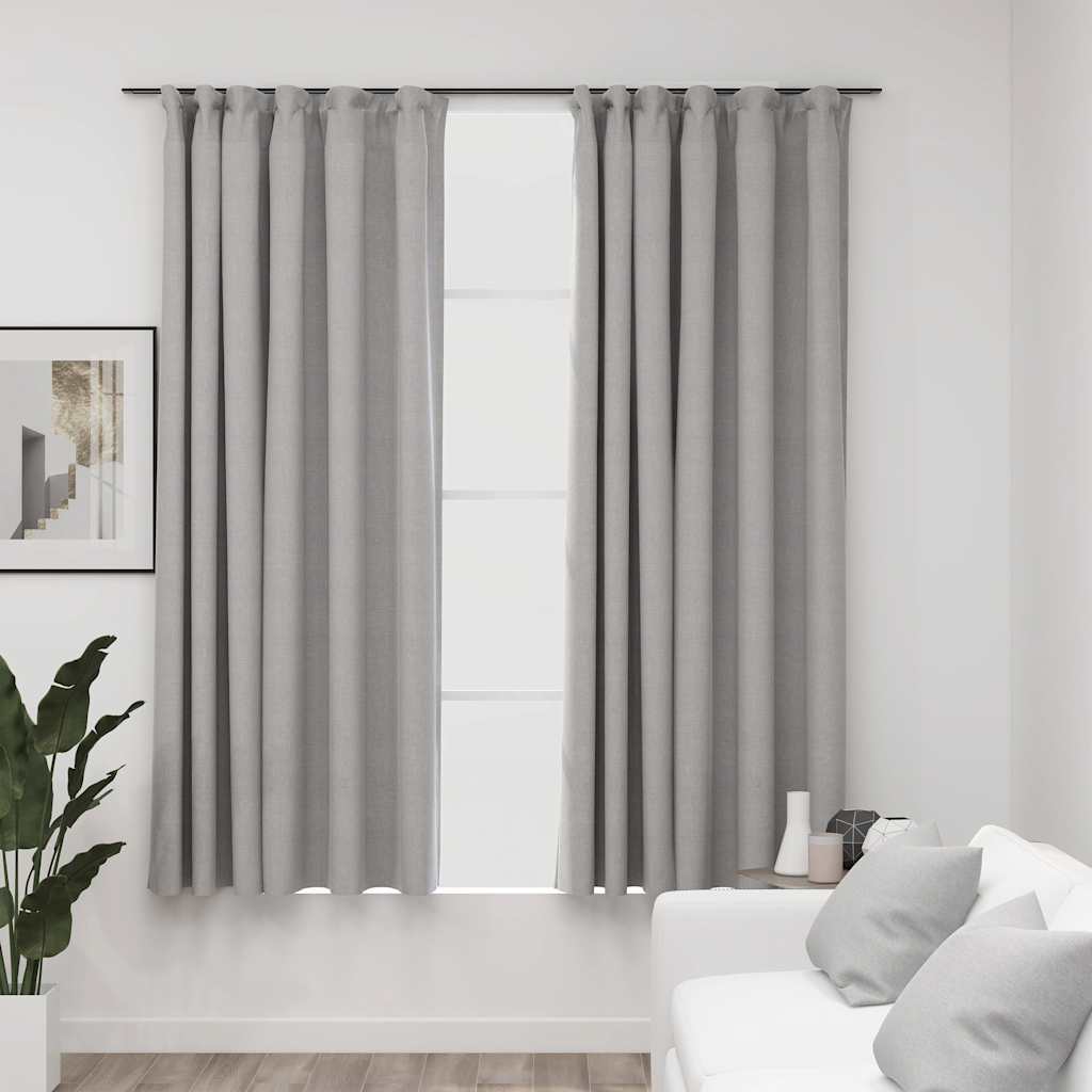Verdunkelungsvorhänge Grau Leinenoptik 140x175 cm, 2er-Set