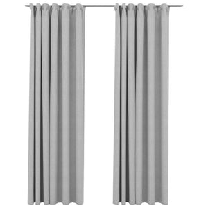 Verdunkelungsvorhänge Grau Leinenoptik 140x225 cm, 2er-Set