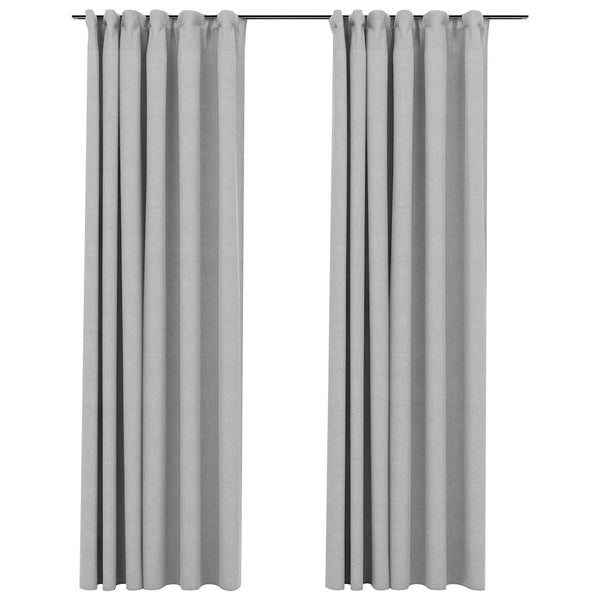 Verdunkelungsvorhänge Grau Leinenoptik 140x225 cm, 2er-Set