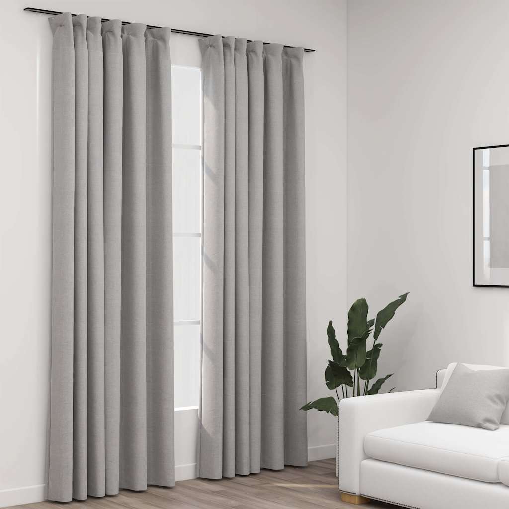 Verdunkelungsvorhänge Grau Leinenoptik 140x225 cm, 2er-Set