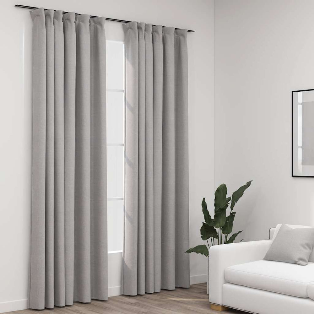 Verdunkelungsvorhänge Grau Leinenoptik 140x245cm 2er-Set