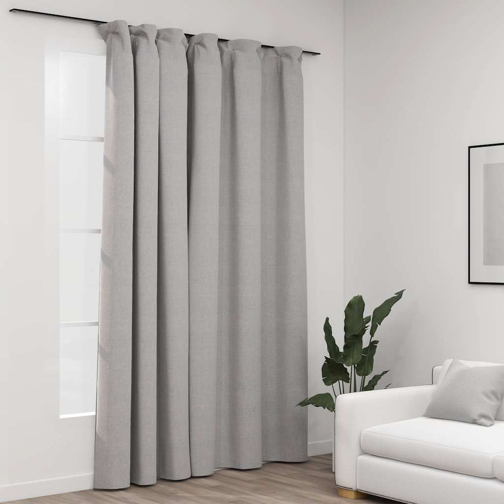 Grauer Verdunkelungsvorhang Leinenoptik 290x245cm