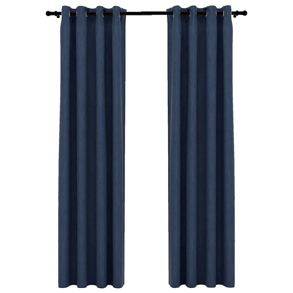 Verdunkelungsvorhänge Blau Leinenoptik 140x225 cm, 2er-Set