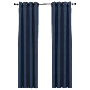 Verdunkelungsvorhänge Blau Leinenoptik 140x225 cm, 2er-Set