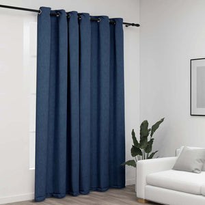 Blauer Verdunkelungsvorhang Leinenoptik 290x245 cm
