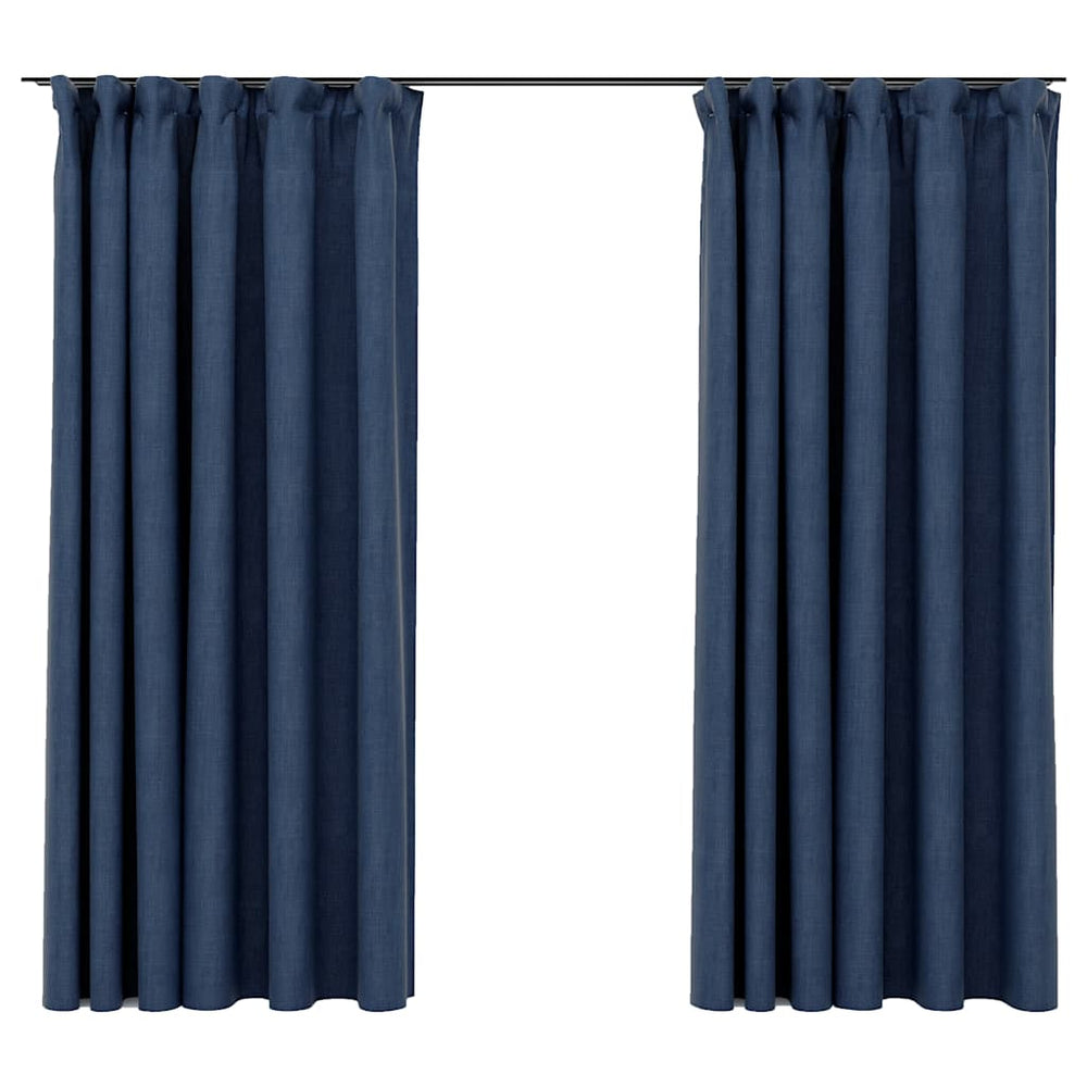 Verdunkelungsvorhänge Blau Leinenoptik 140x175 cm, 2er-Set