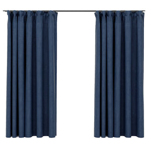 Verdunkelungsvorhänge Blau Leinenoptik 140x175 cm, 2er-Set