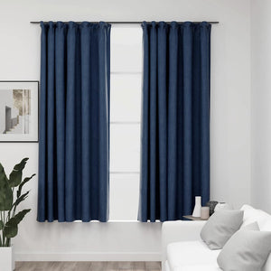 Verdunkelungsvorhänge Blau Leinenoptik 140x175 cm, 2er-Set