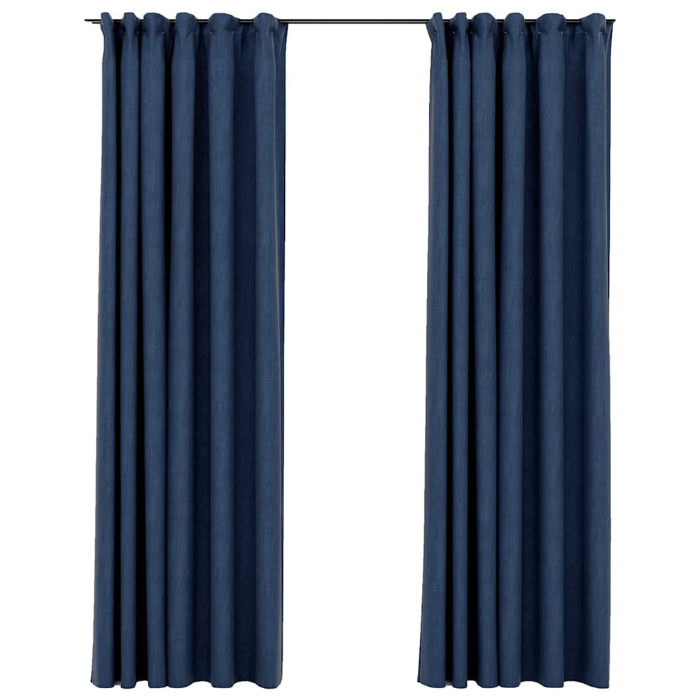 Verdunkelungsvorhänge Blau Leinenoptik 140x225cm, 2er-Set