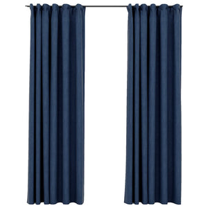Verdunkelungsvorhänge Blau Leinenoptik 140x225cm, 2er-Set