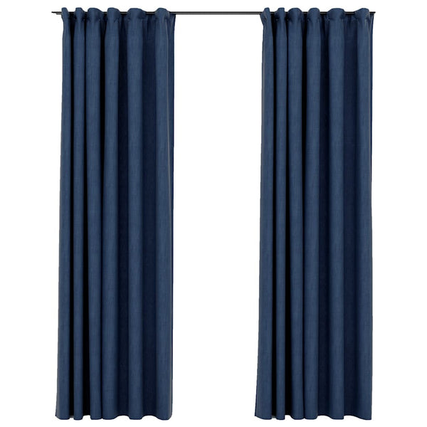 Verdunkelungsvorhänge Blau Leinenoptik 140x225cm, 2er-Set